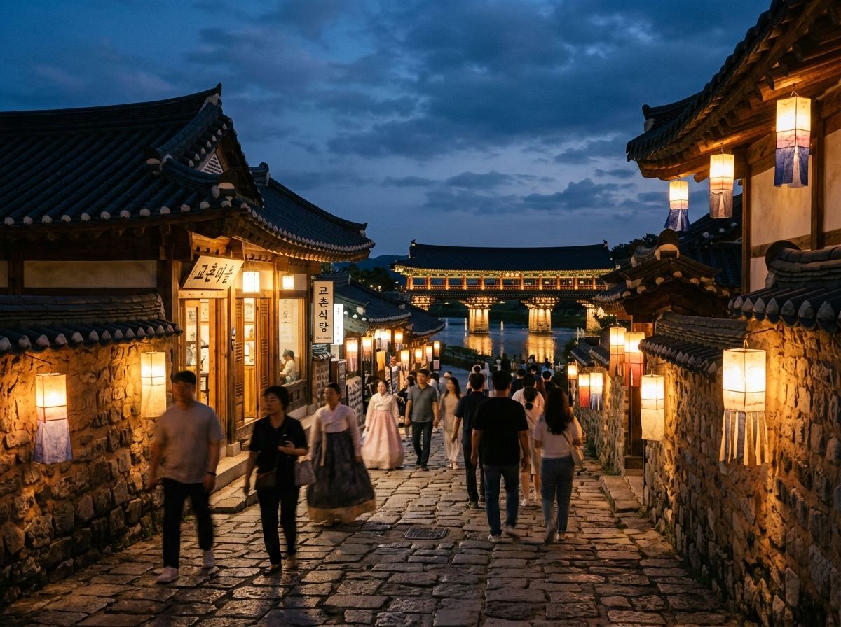 교촌마을 야경 골목