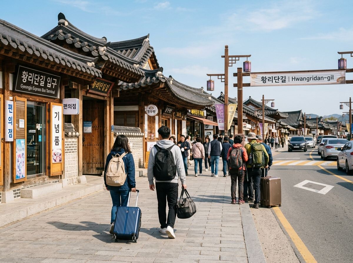 황리단길 입구 및 거리